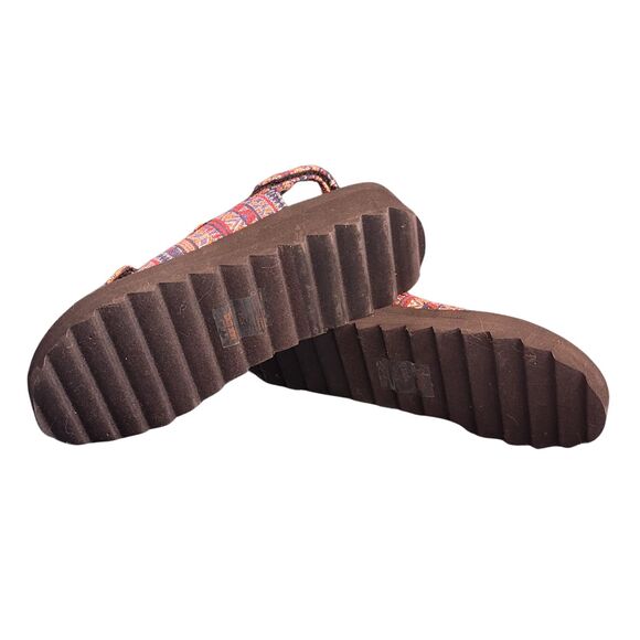 Muk Luks Navy Multi Women's 8 Lightweight Rubber Sole Southwestern Velcro Sandal - Picture 7 of 8